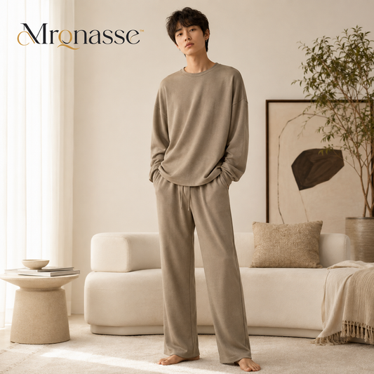 Mrqnasse™ Unisex Relaxed Travel Lounge Set – Oversized Pullover and Straight-Leg Knit Pants